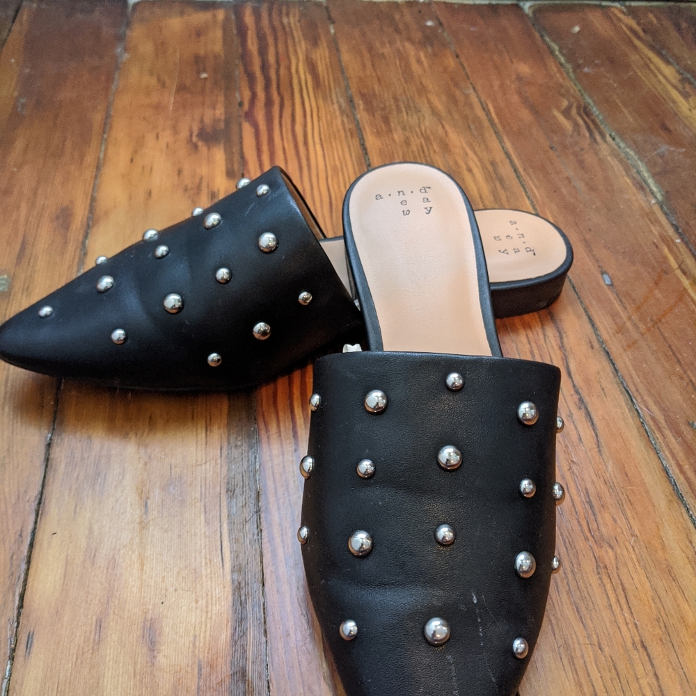 Women's black studded flats